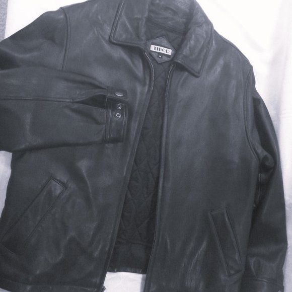 $$$ SOLD $$$ Tibor Men M Jacket OverCoat Zip Black Soft Leather Thermolite - Picture 9 of 16